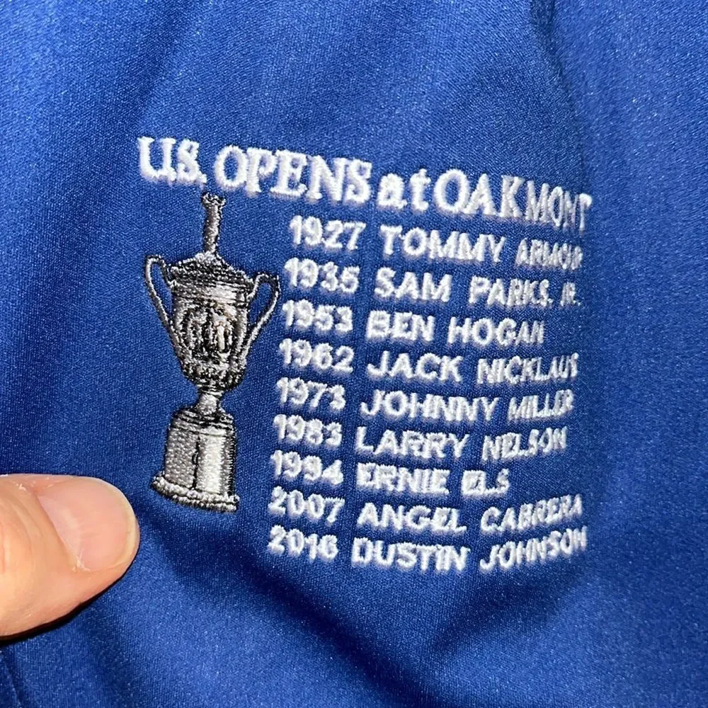 Duke Royal Blue Jacket CB Weathertec Vented List of US Open Winners Oakmont, PA